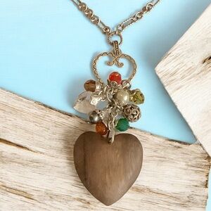 Brighton Silver Multicolored Charm Heart Pendant Necklace
